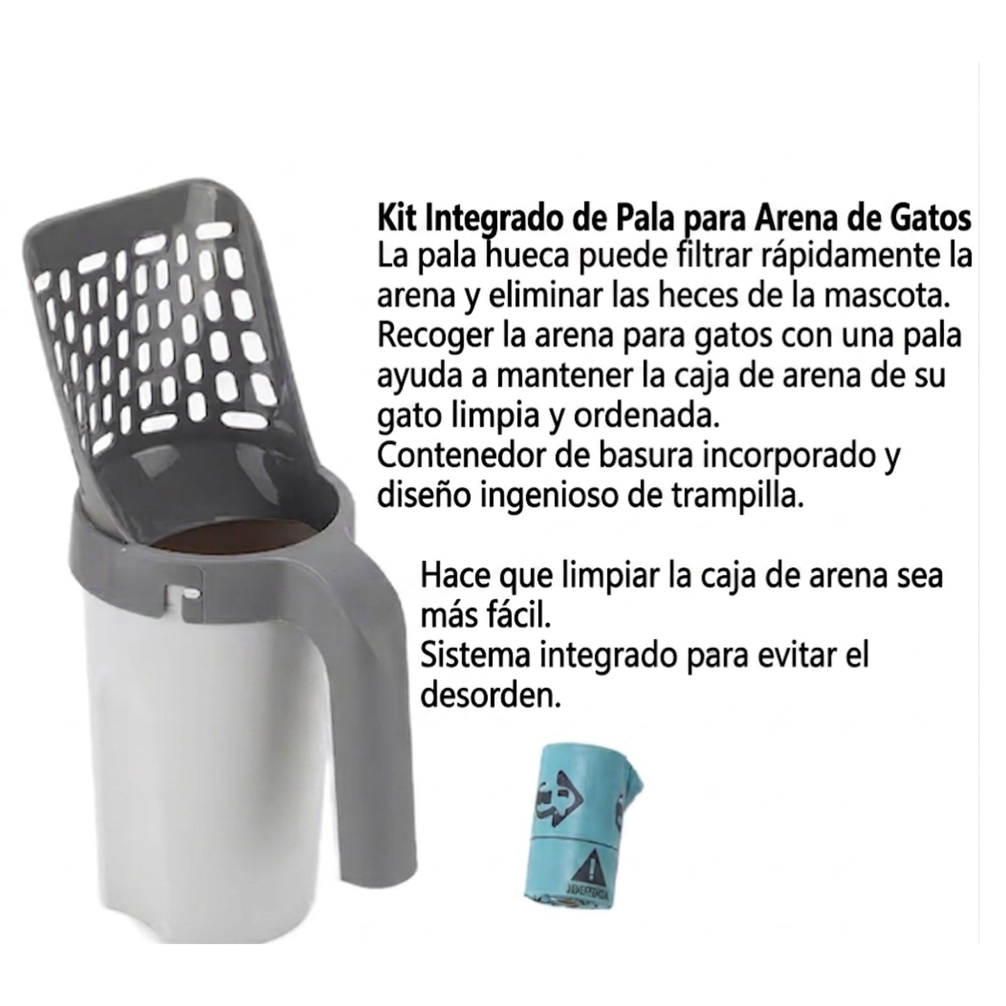 Pala de Arena para Gato 2-en-1 con Dispensador - AhorraKidz