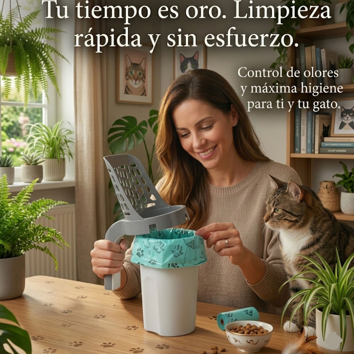 Pala de Arena para Gato 2-en-1 con Dispensador - AhorraKidz